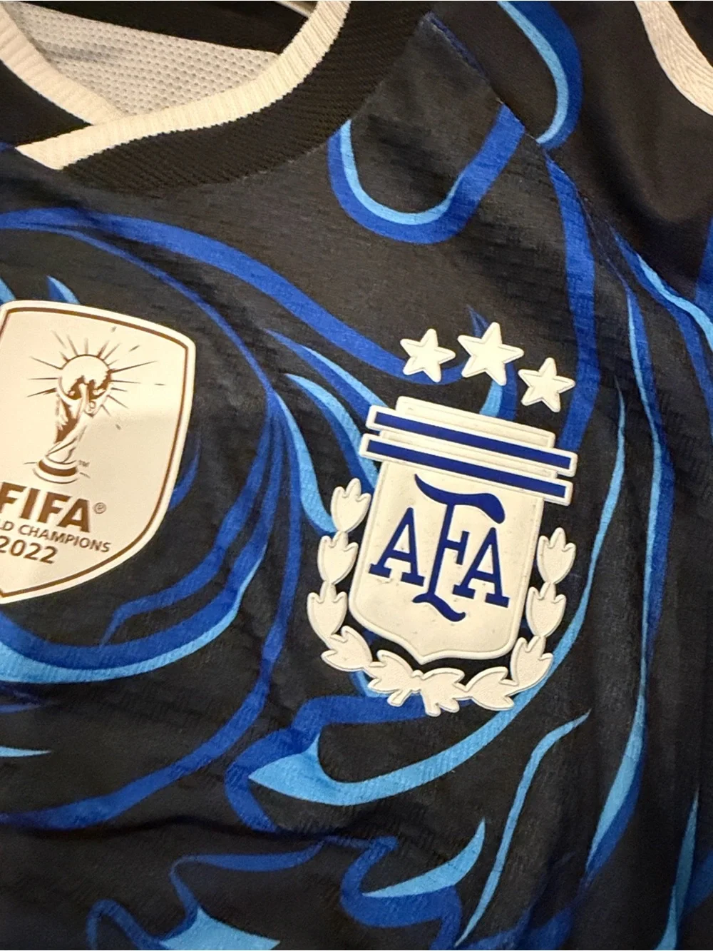 Authentic adidas Men’s Black & Blue Argentina Football Jersey with Swirl Print